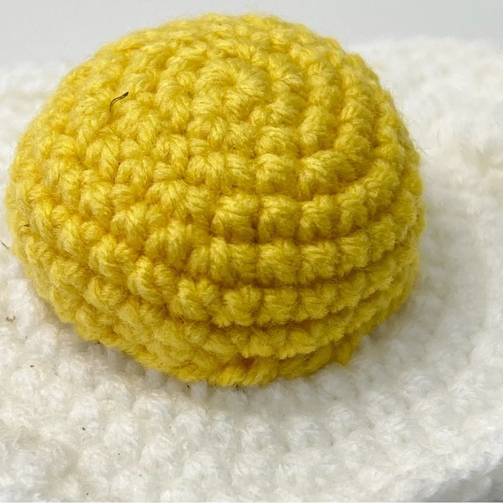 Cat Toy Handmade Fried Egg Catnip Crochet Toy